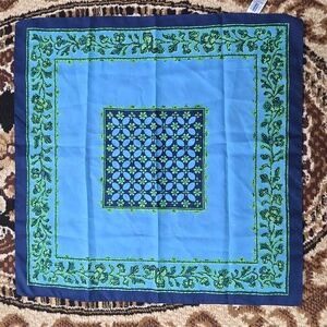 Vintage Floral Pattern Print Polyester Scarf 90s 70s Boho Hippie Handkerchief